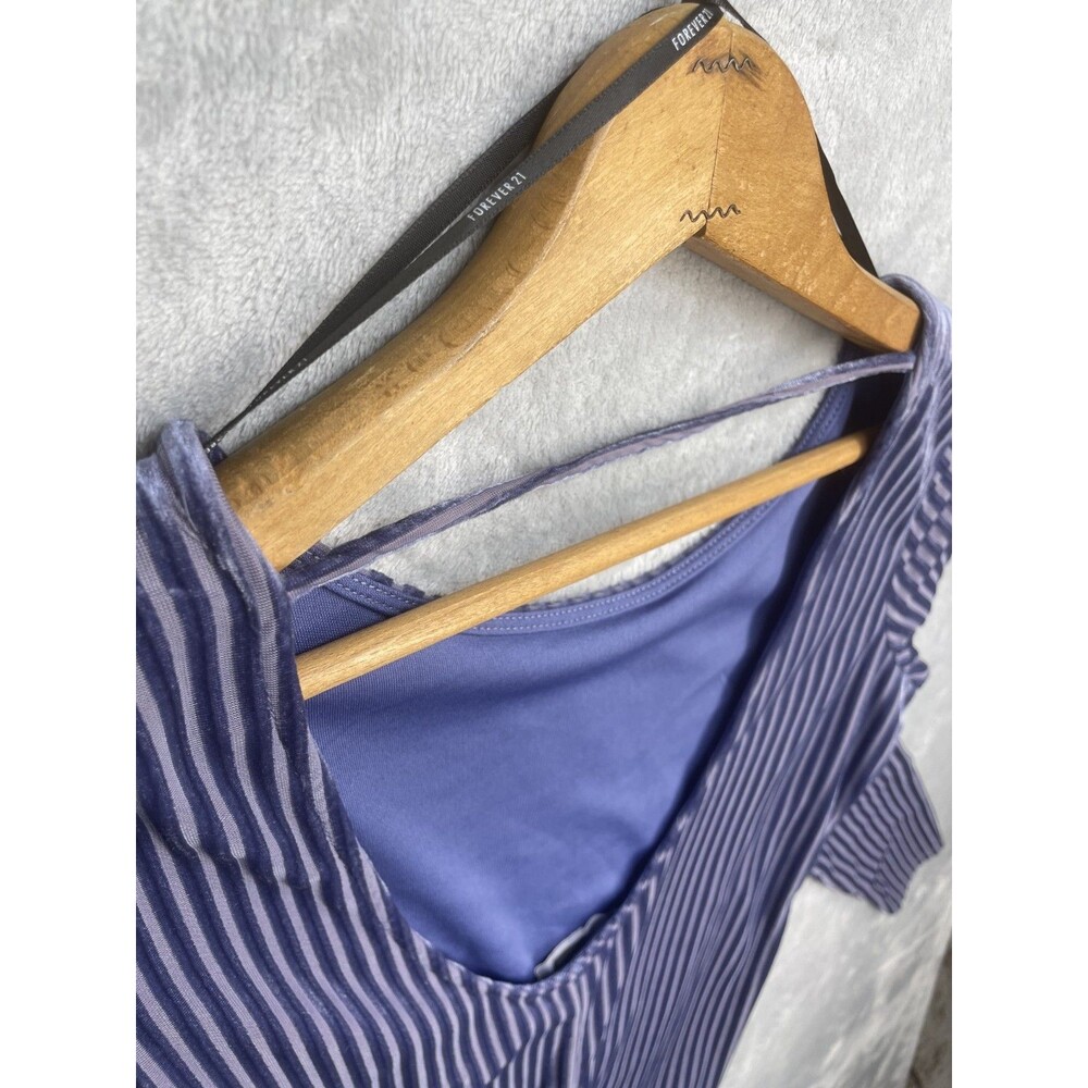 New Size S Women's Forever 21 Velvet Scoop Back Ribbed Party Dance Dress Purple - Picture 12 of 12